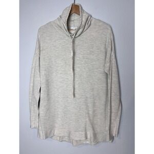 Pure Jill Sweater Women's‎ M Ivory Textured Long Sleeve Cotton Funnel Neck